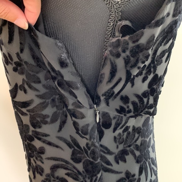 VINTAGE Ann Taylor Black BurnOut Velvet Sleeveless Sheath Cocktail Dress 8P - Picture 5 of 9